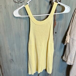 Pink Lily Pale Yellow Knit V-Neck Tank